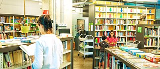 Muchos estantes con libros